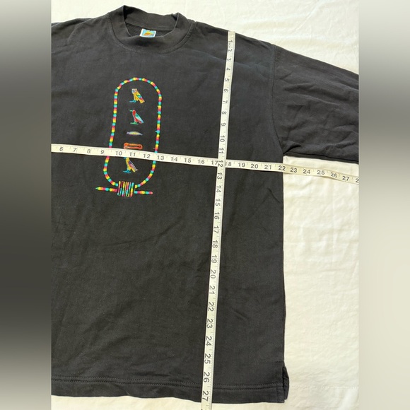 Vintage Darwish L Moonlight Egyptian Ancient Hieroglyphics Cotton Black Crewneck - Picture 4 of 8